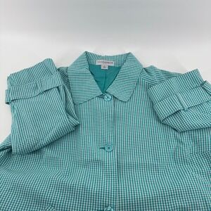 Sag Harbor Woman Turquoise Gingham Button Front Jacket‎ 1X Boho Casual